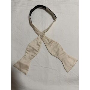 dunhill 100% Silk Self Tie Bow Tie Cream Adjustable Made in England AS IS